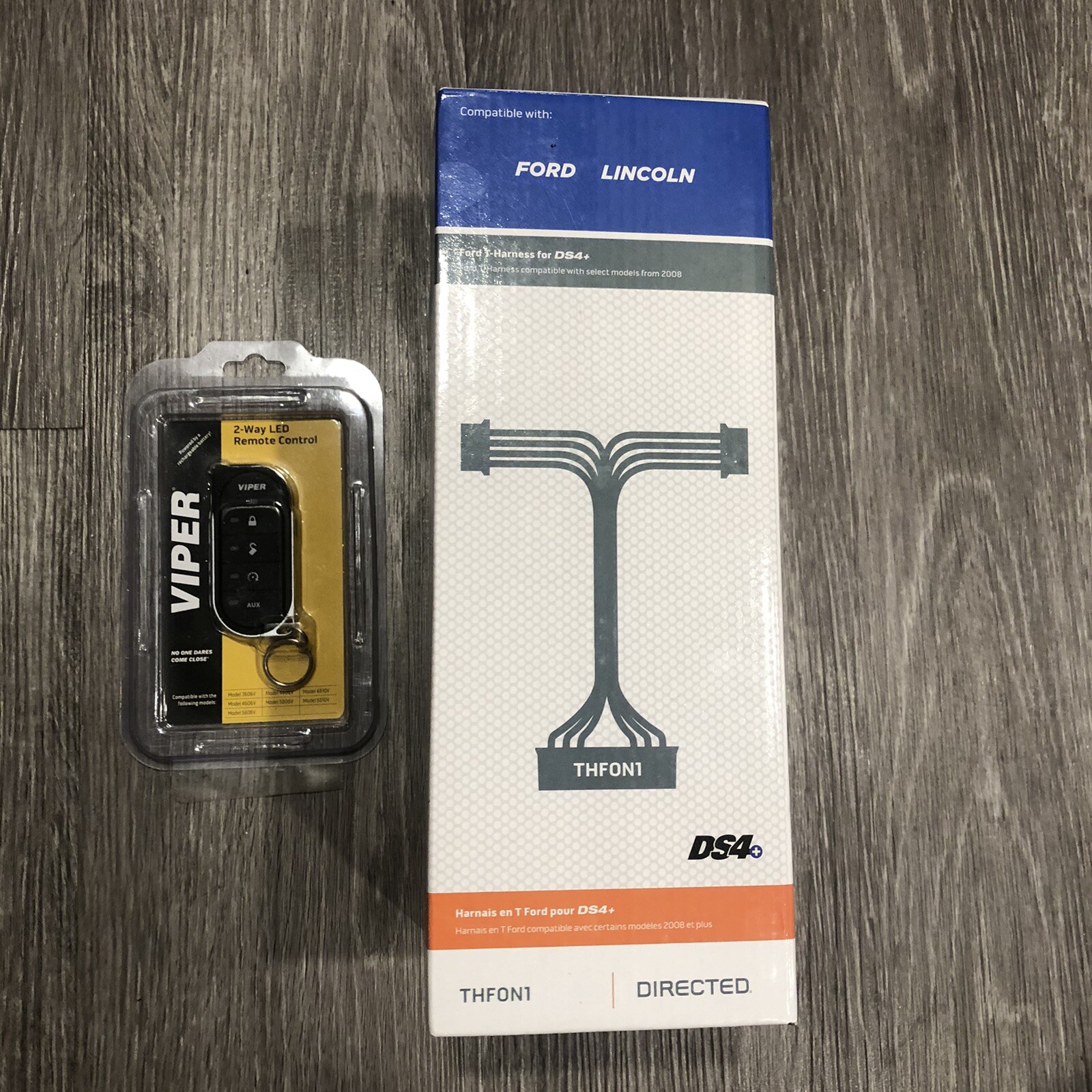 Viper remote car starter with Ford wire harness and extra remote.