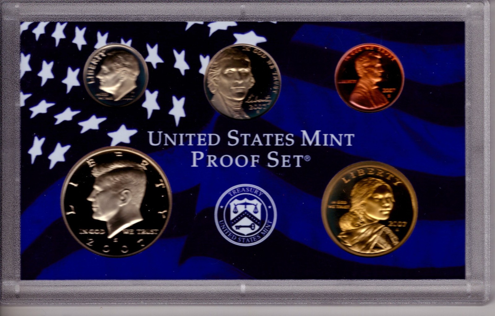 2007 S Partial Clad Proof Set Kennedy Dime Nickel Cent Dollar 5 Coins-NO BOX/COA