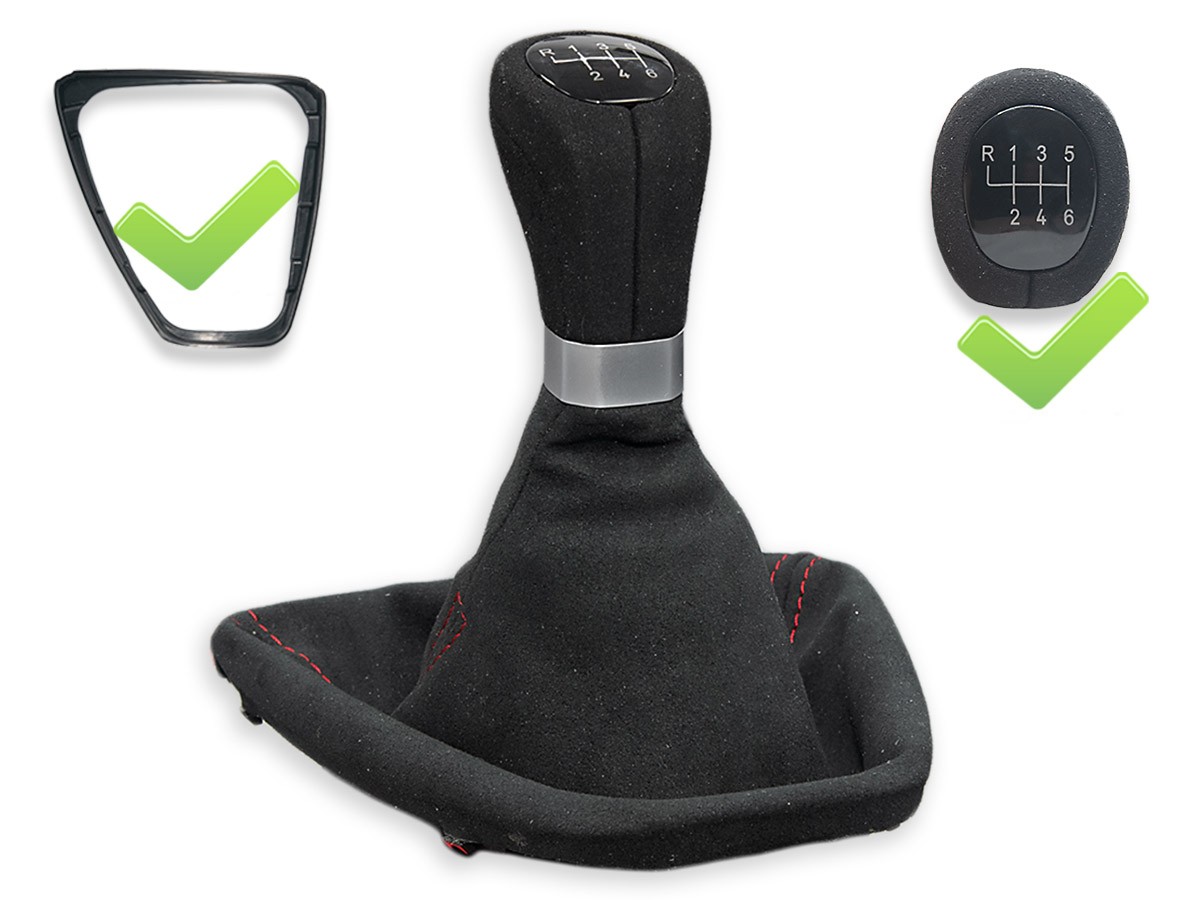 FOR BMW E90 E91 E92 2004-2013 NEW GEAR KNOB 6speed GEAR GAITER ALCANTARA s.RED