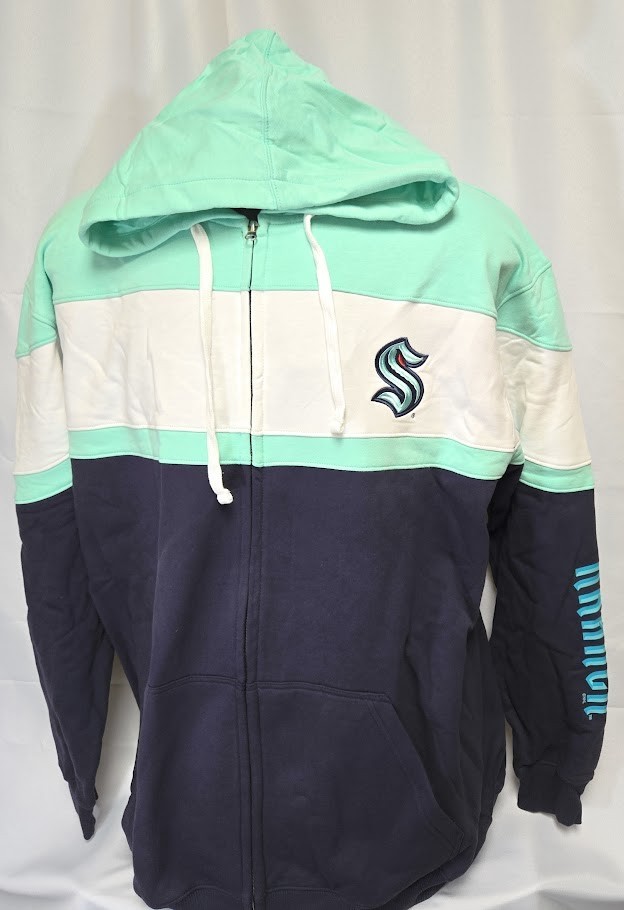 Mens Fanatics Seattle Kraken Big & Tall Full Zip Fleece NHL Hockey Hoodie
