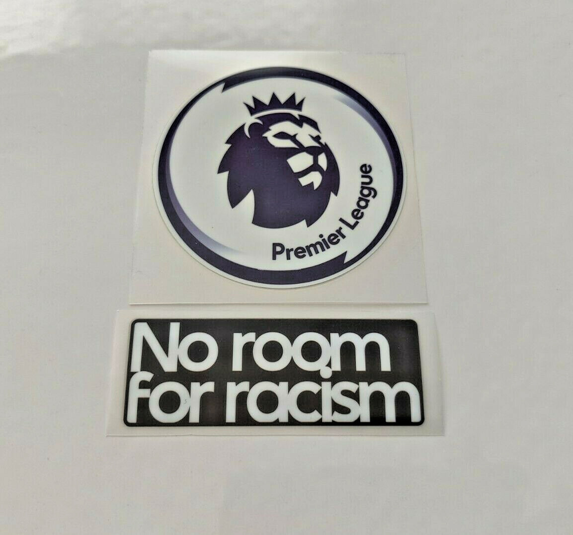PREMIER LEAGUE PATCH BADGE 2020-2021 & NO ROOM FOR RACISM IRON ON PLAYER SIZE