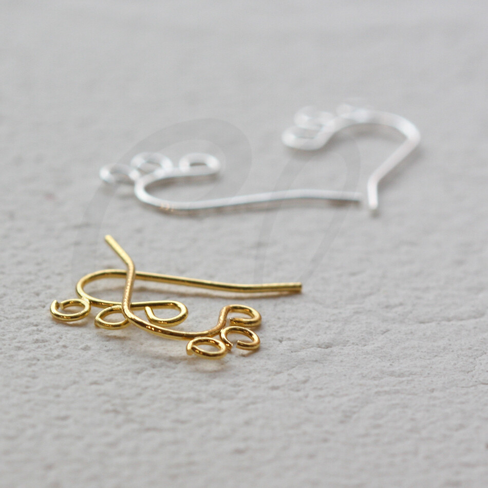 4 Pieces Plated Solid Brass Earring Hook-Earring Component 20x12mm (4538C)
