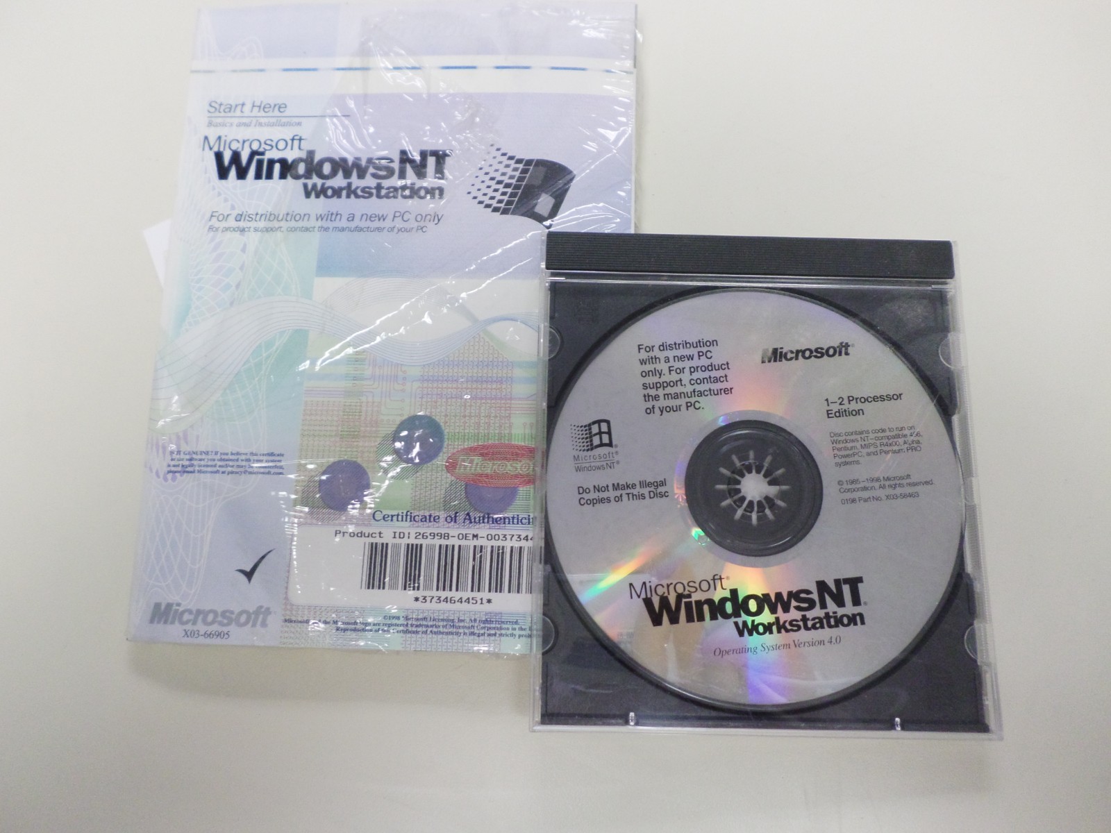 Microsoft Windows NT 4.0 Workstation CD With Key OEM And Boot Disks Book