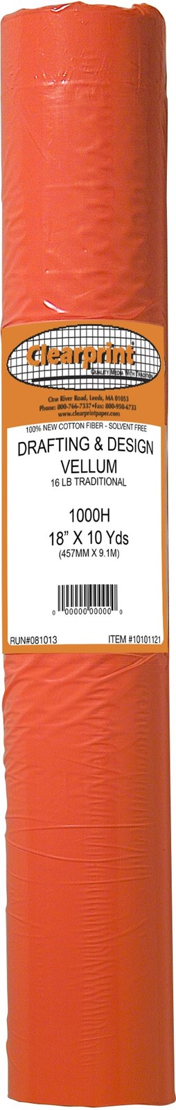 Design Vellum Roll 18x10 Yards 1000H 16 lb 100% Cotton Drawing Tracing