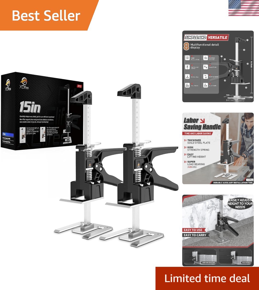 Labor Saving Arm Jack, 2 Pack Furniture Lifter Tool, Black&White | Multifunct...