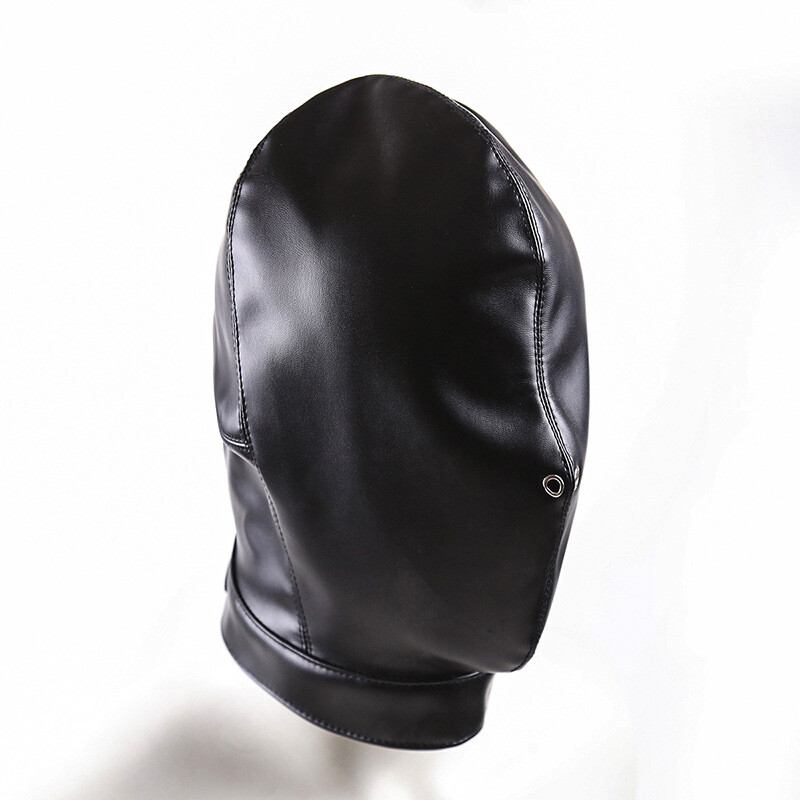 BDSM Bondage PU Leather Sensory Deprivation Head Hood Mask for Couples Headgear