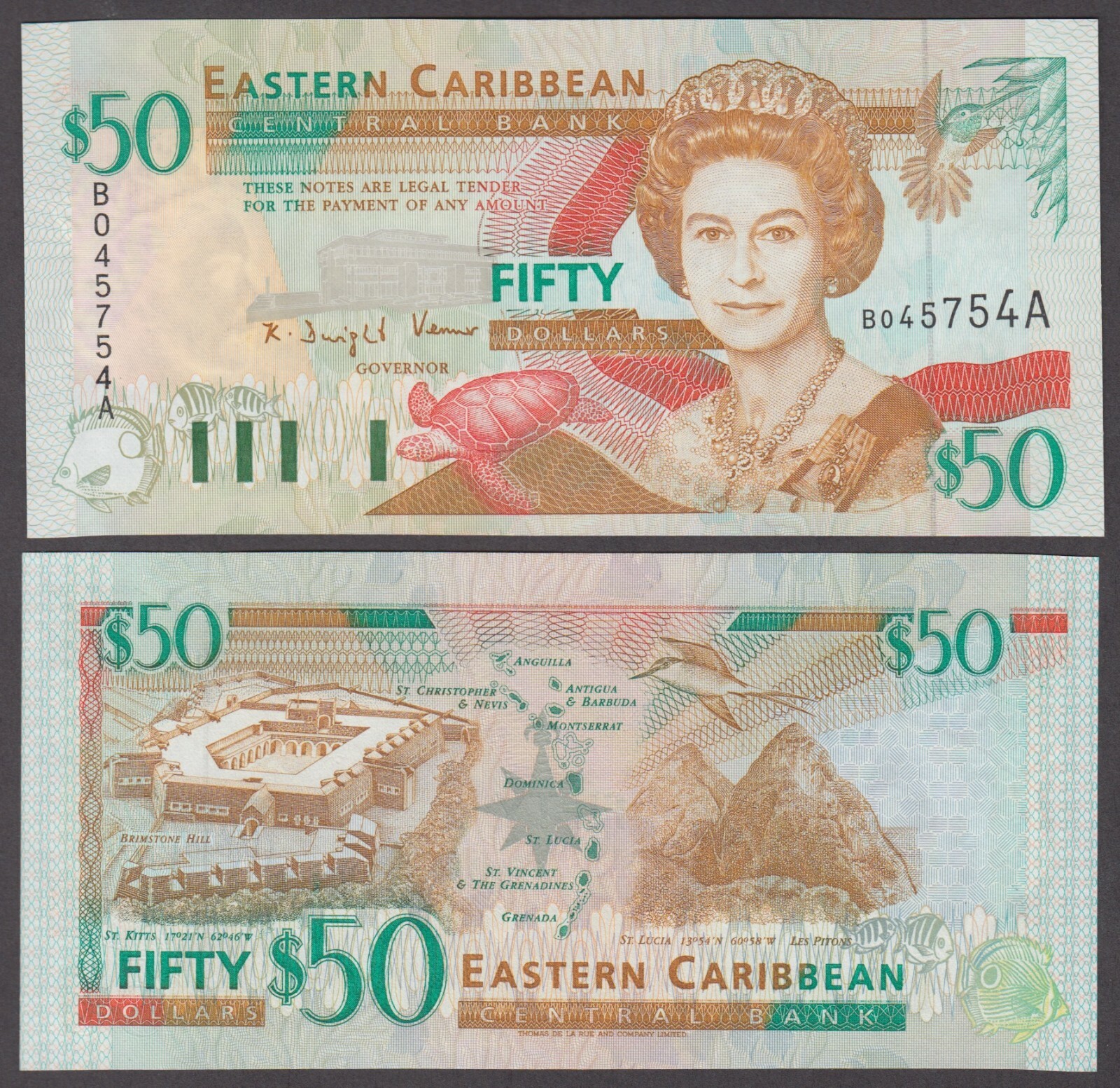 EAST EASTERN CARIBBEAN-ANTIGUA  P.34a 50 DOLLARS UNCIRCULATED  LOW SHIPPING 2001