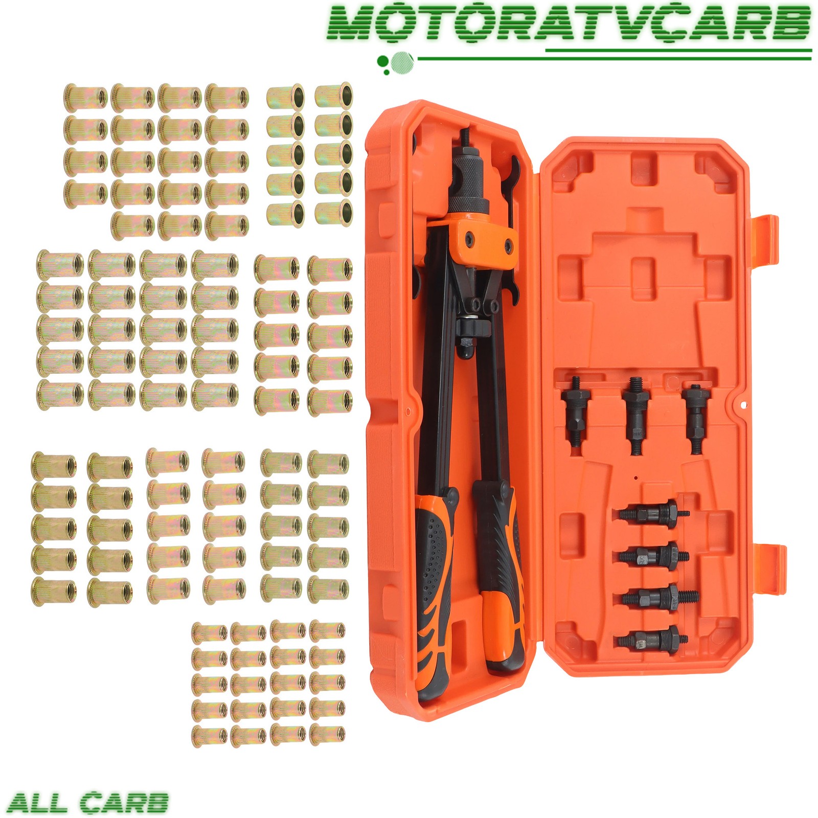 ALL-CARB 70Pack 14" rivet nut tool with 7 mandrels and Rugged Carrying Case