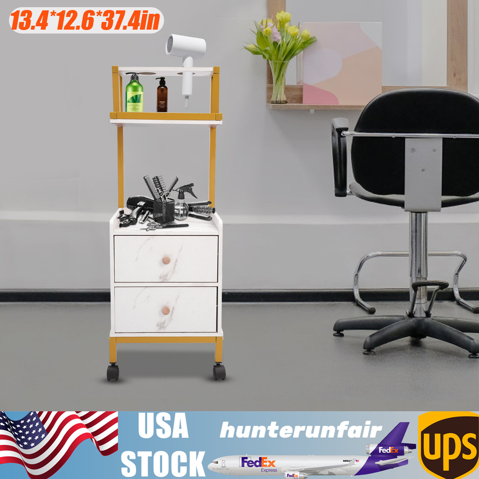 Salon Trolley Cart Hair Cart Rolling Organizer Mobile Barber Station Barber Cart