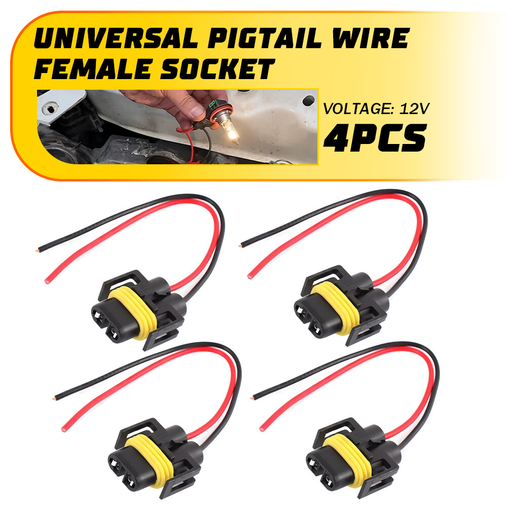For Head Light Low Beam Bulb Plug 4PCS Wire Pigtail Female S H11 H9 Harness