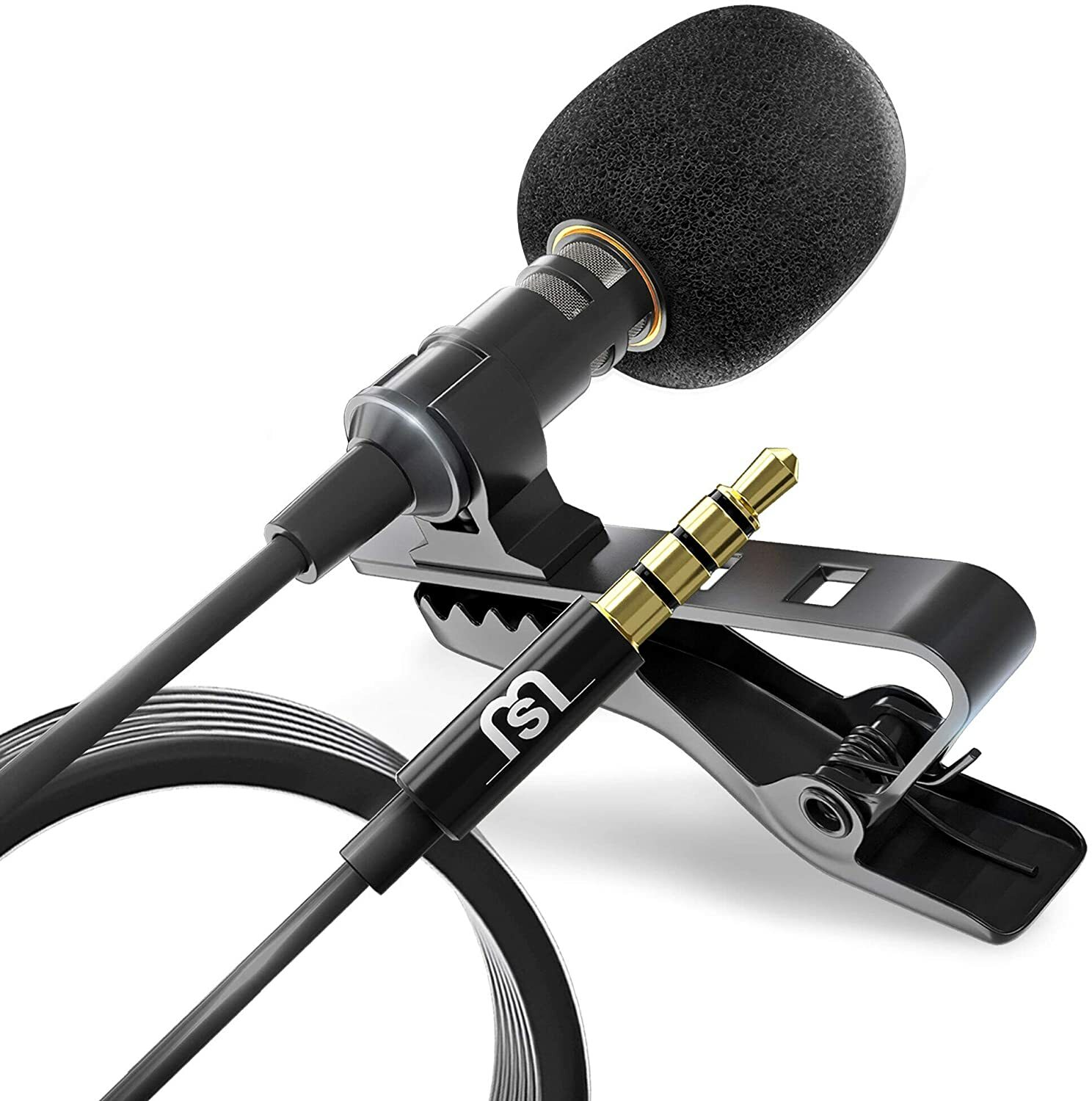 Lavalier Microphone Clip-On Lapel Wired Mini Mic for Recording iPhone Android
