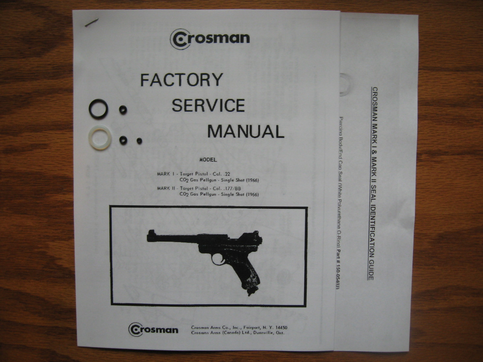 Crosman Mark MK I 1 Mark MK II 2 Pistol Seal Kit Factory Service Manual & Guide