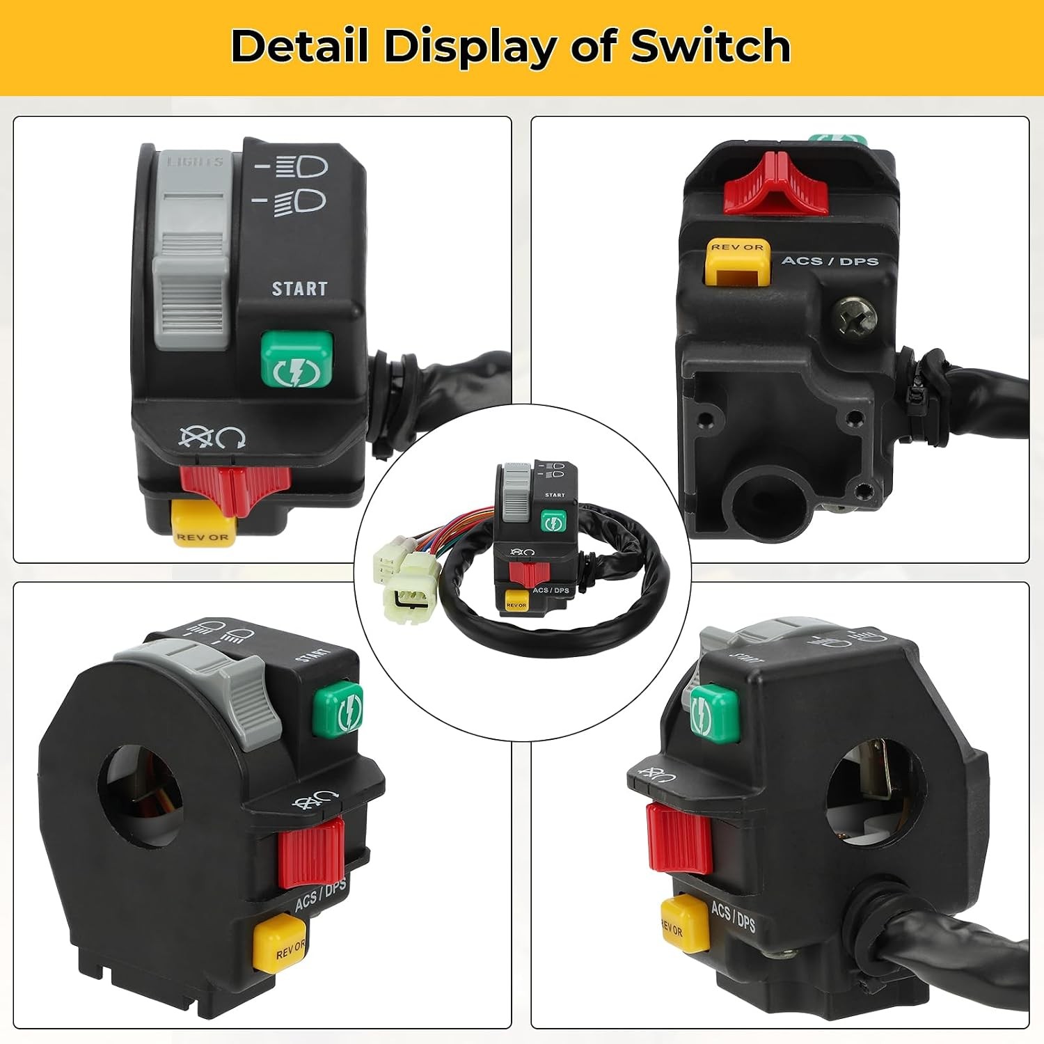 Left Handlebar Control Switch for Motorcycle Headlight and Reverse ACS DPS