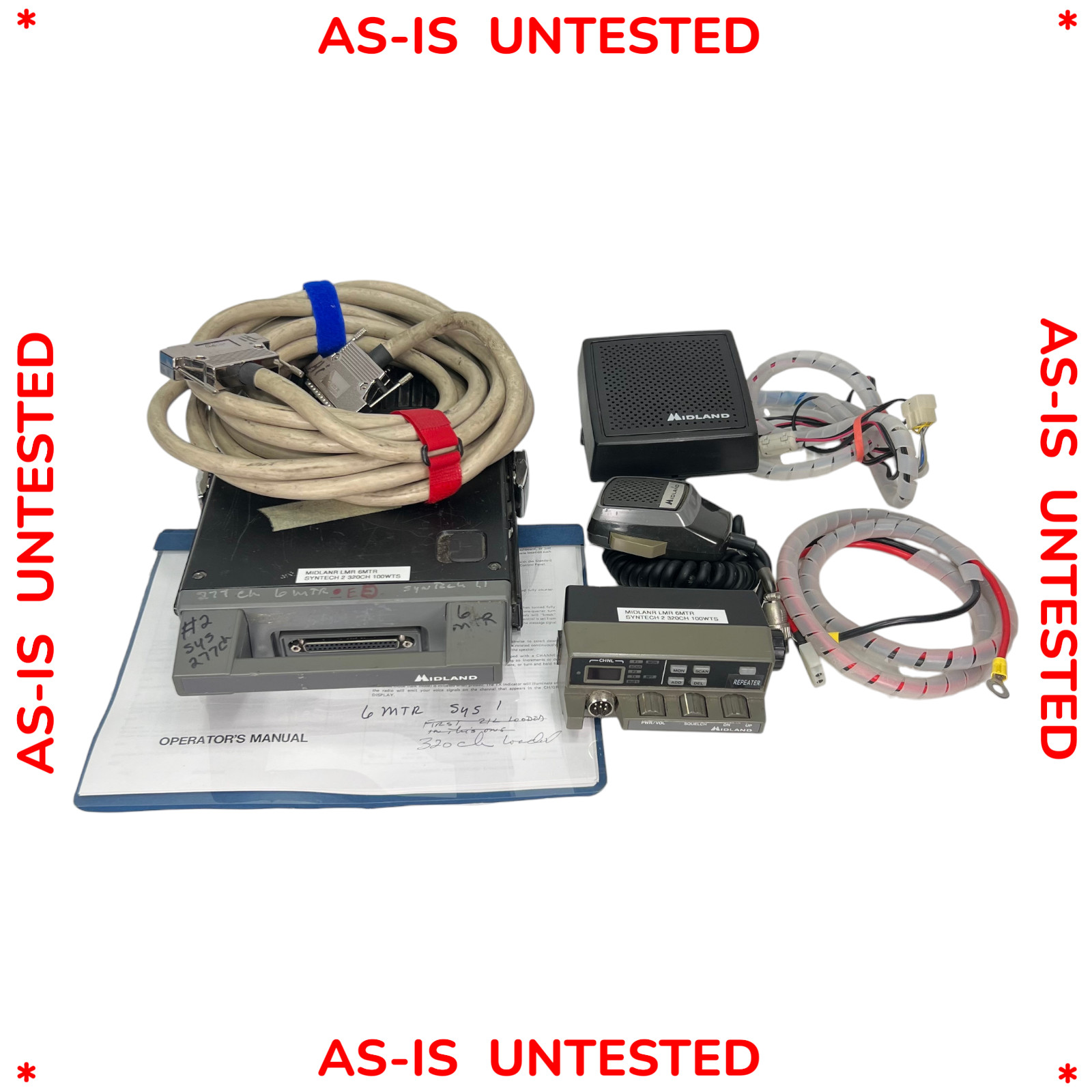 Midland 70-0520CWB VHF FM Low Band Transceiver w Accessories As-Is Untested