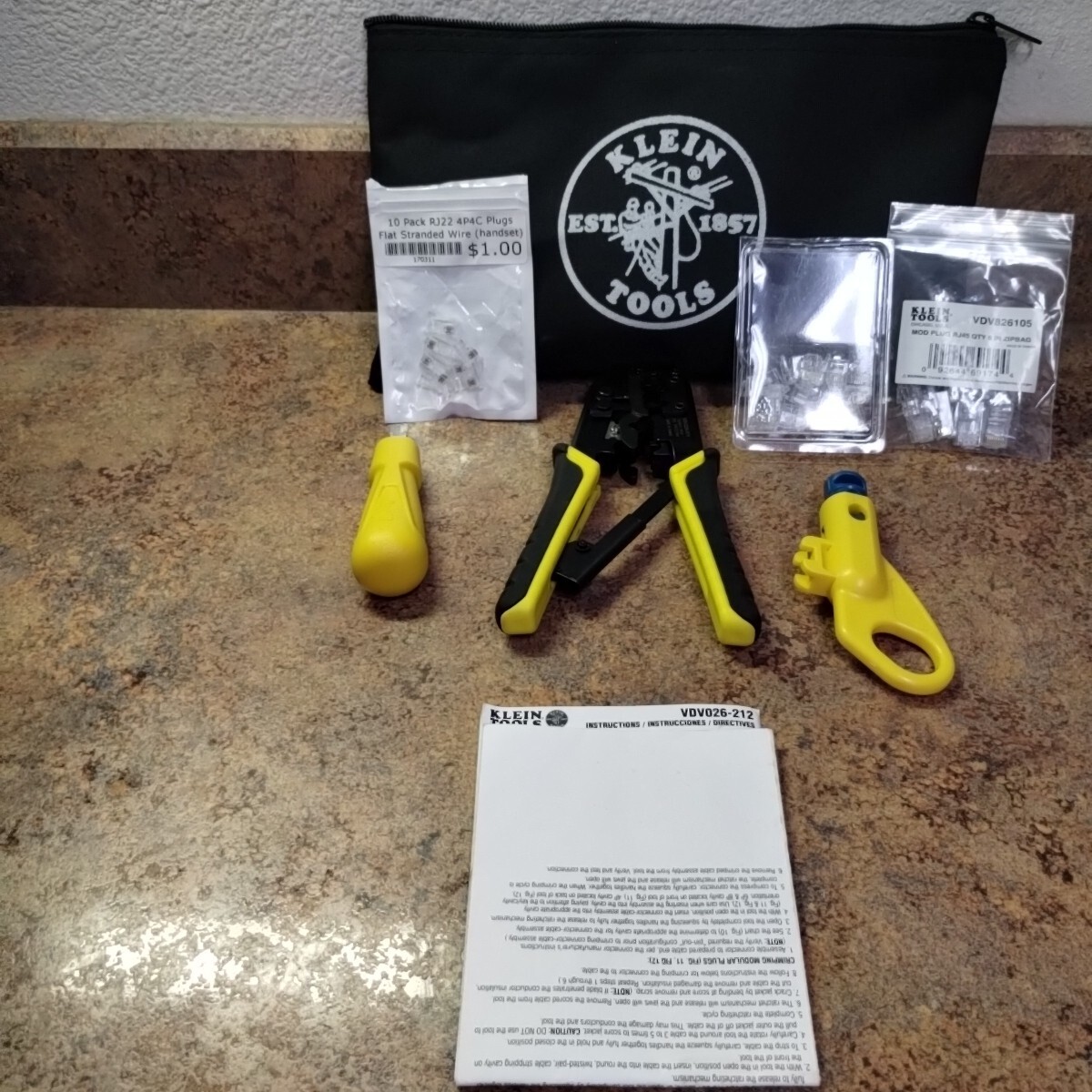 Klein Tools VDV026-212 Twisted Pair Installation Kit with Zipper Pouch