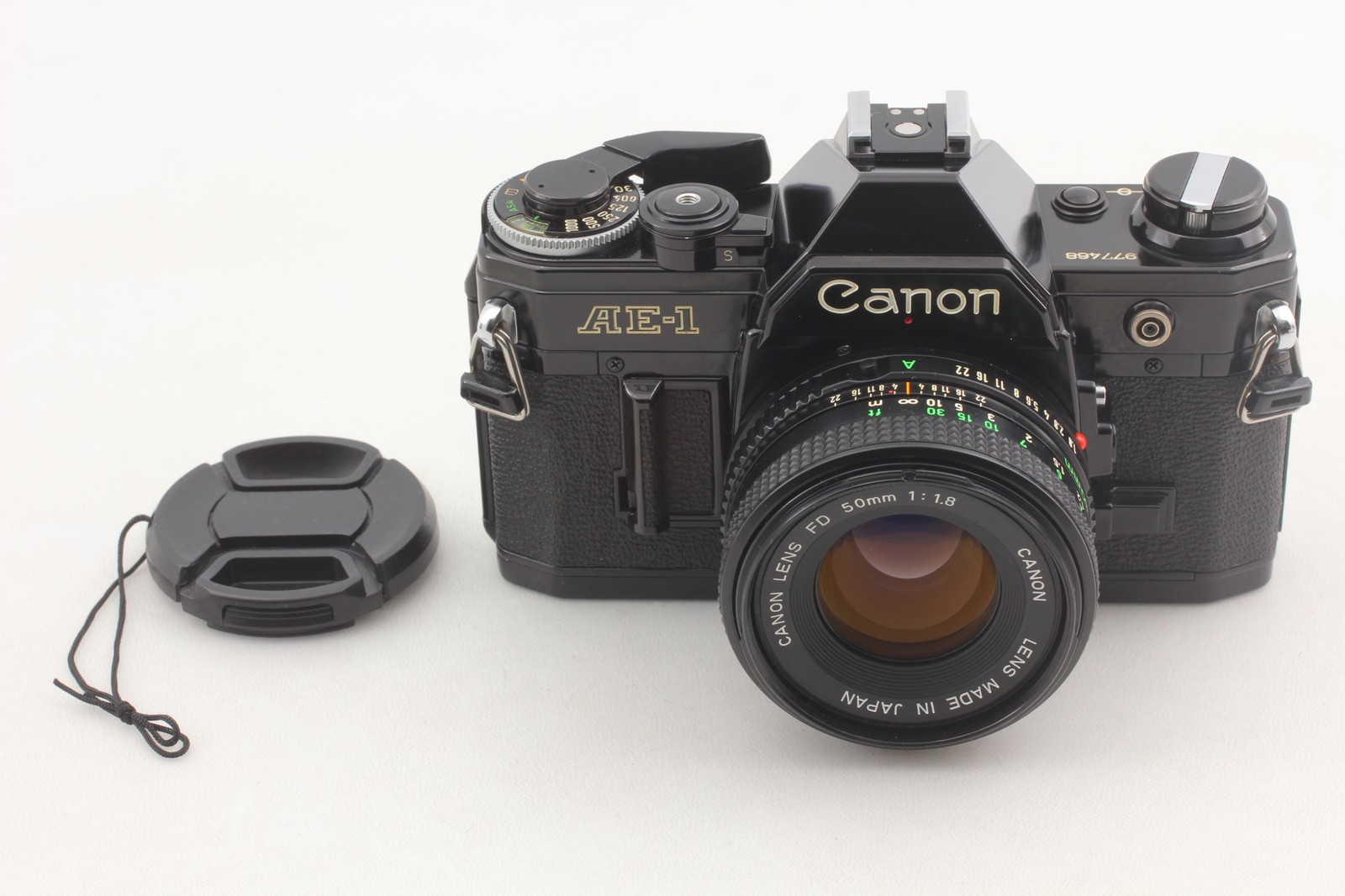 *Asis Mint* Canon AE-1 SLR Film Camera Black w/ NFD 50mm F1.8 Lens From JAPAN