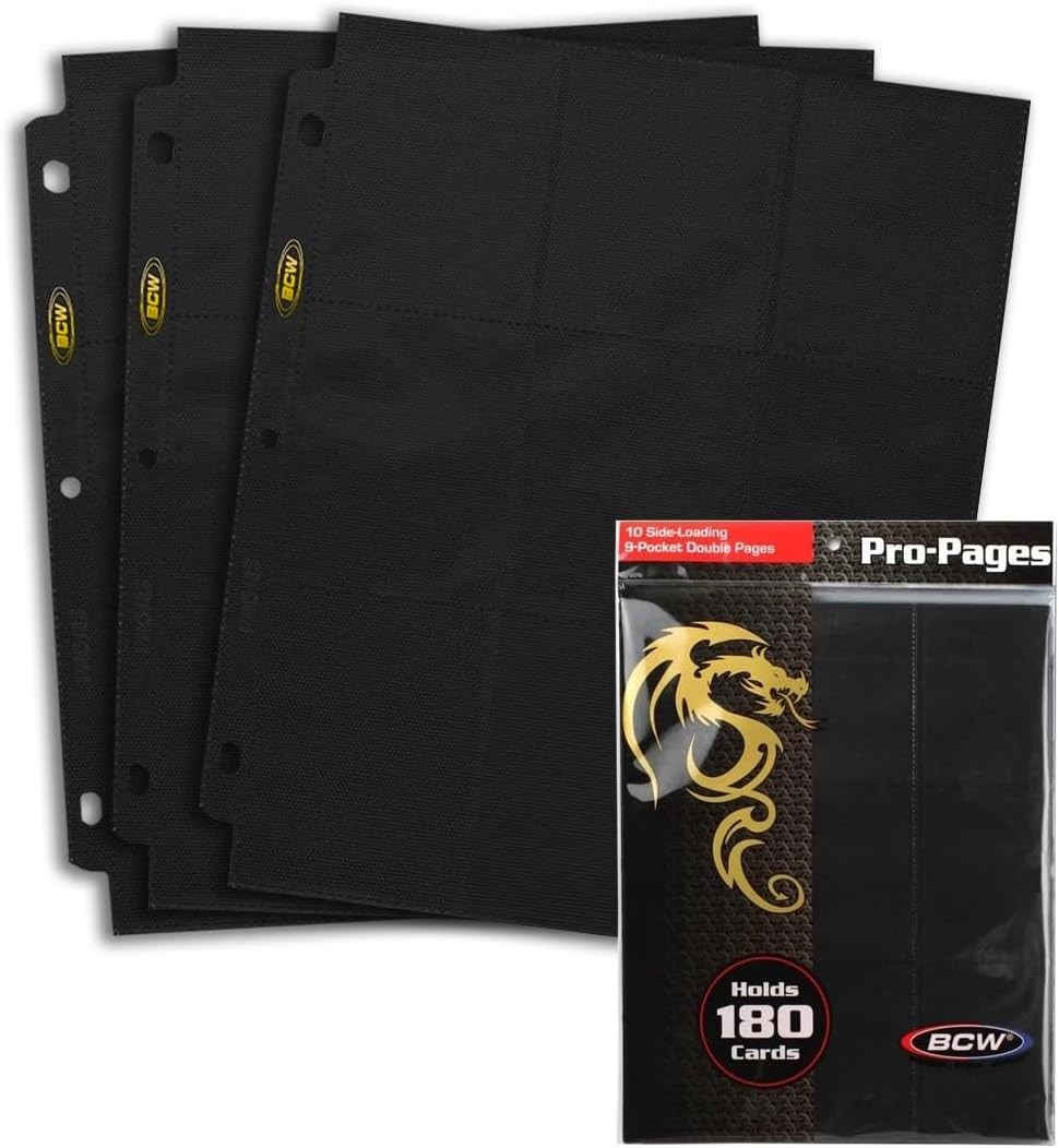 BCW Double-Sided 9-Pocket Pages Holder - 10 Black | 10 Pack,