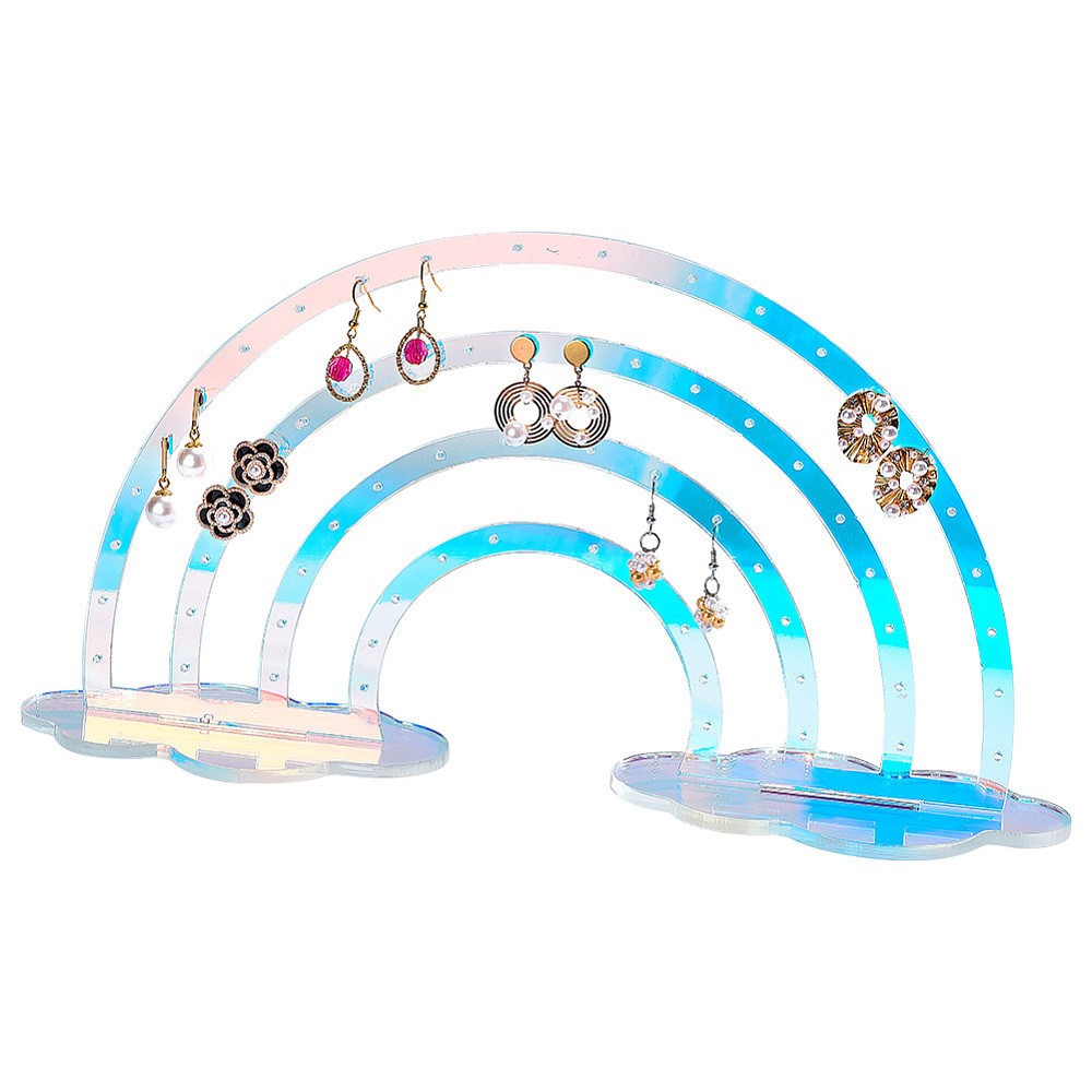 1set 66 Holes Acrylic Earring Holder Stand Rainbow Earring Display Stands