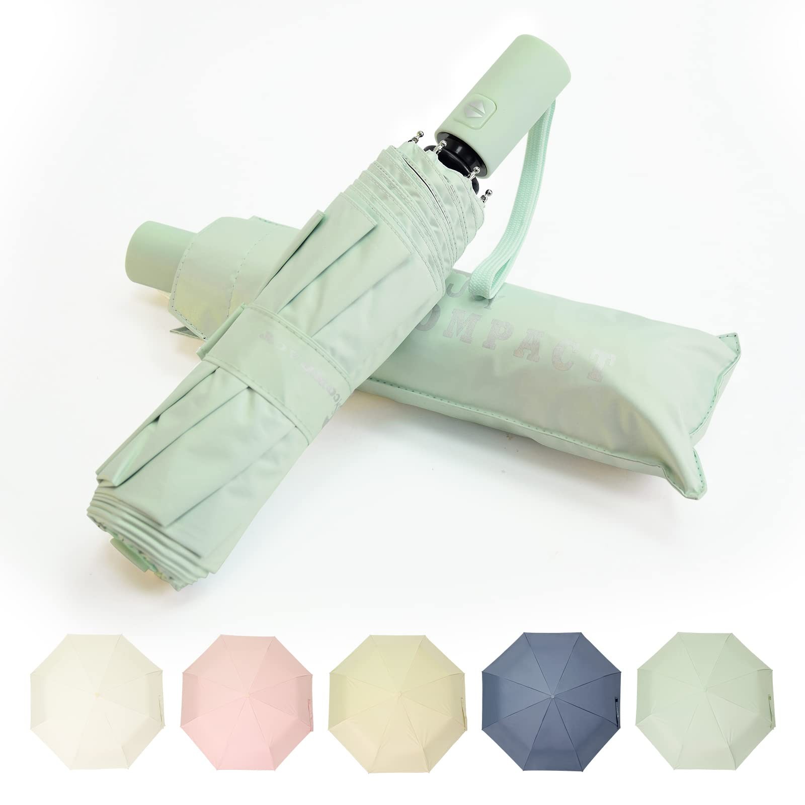 SY COMPACT Travel Umbrella Windproof Automatic 38 inch, Mint Green