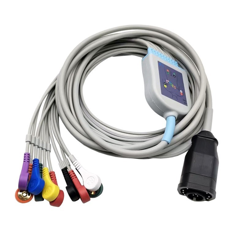 15-pin Direct-Connect EKG Cable 10-Leads, Snap, Compatible with Welch Allyn 1500