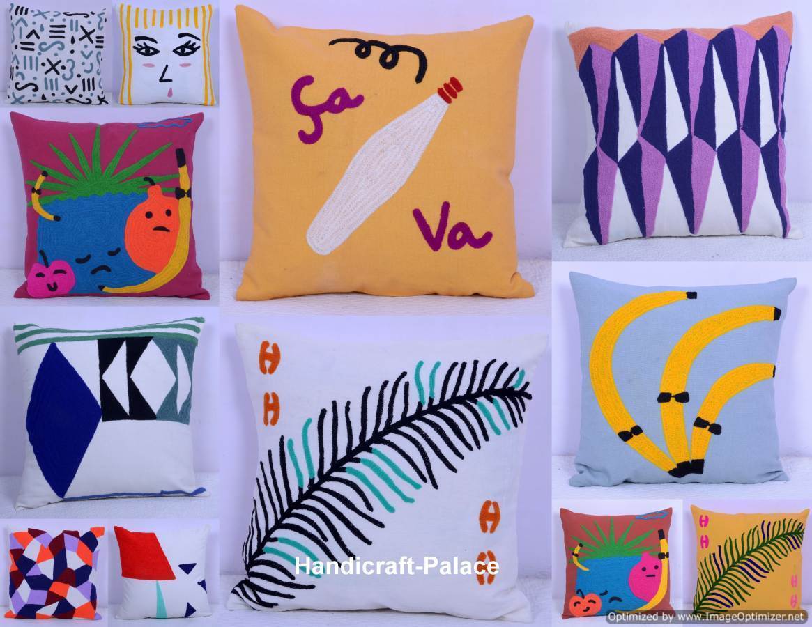 New Designer Cotton Suzani Embroidered Cushion Cover 18x18'' Pillow Covers Case