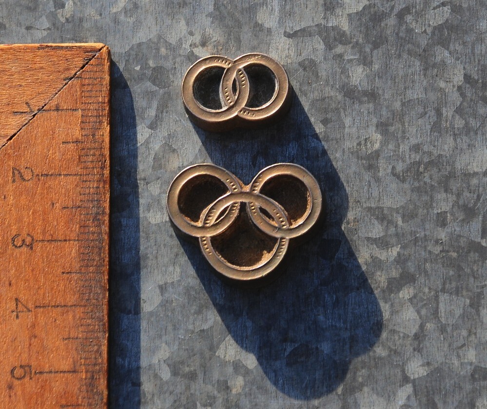 2x brass ornament bookbinding gilding hot foil embossing Art Nouveau decorative"