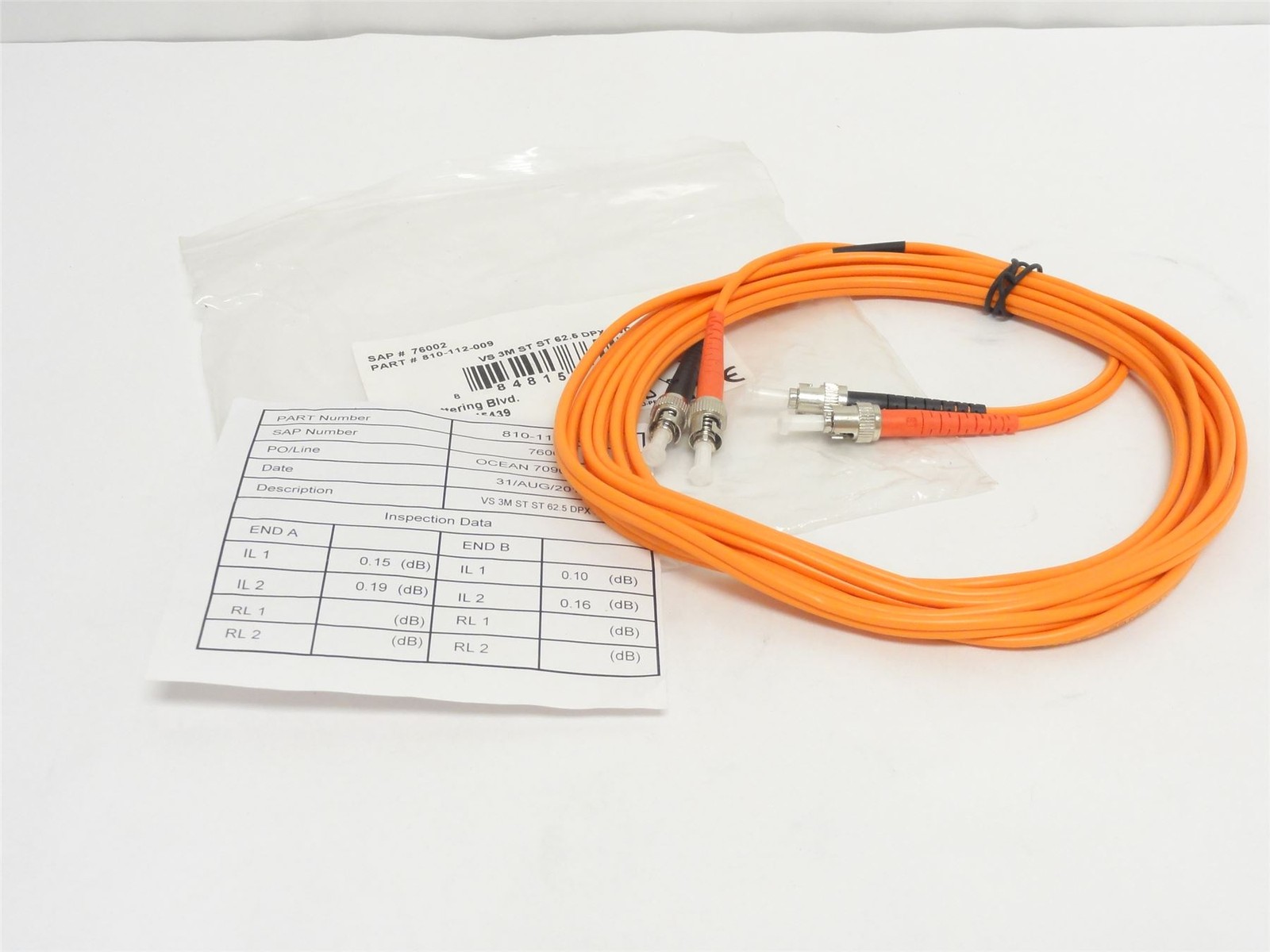 253287 New-No Box; SHI 810-112-009 Fiber Optic Patch Cable; 10' Long