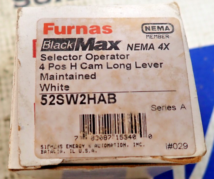 New Furnas 52SW2HAB Selector Operator 4 Position H Cam Long Lever Maintained