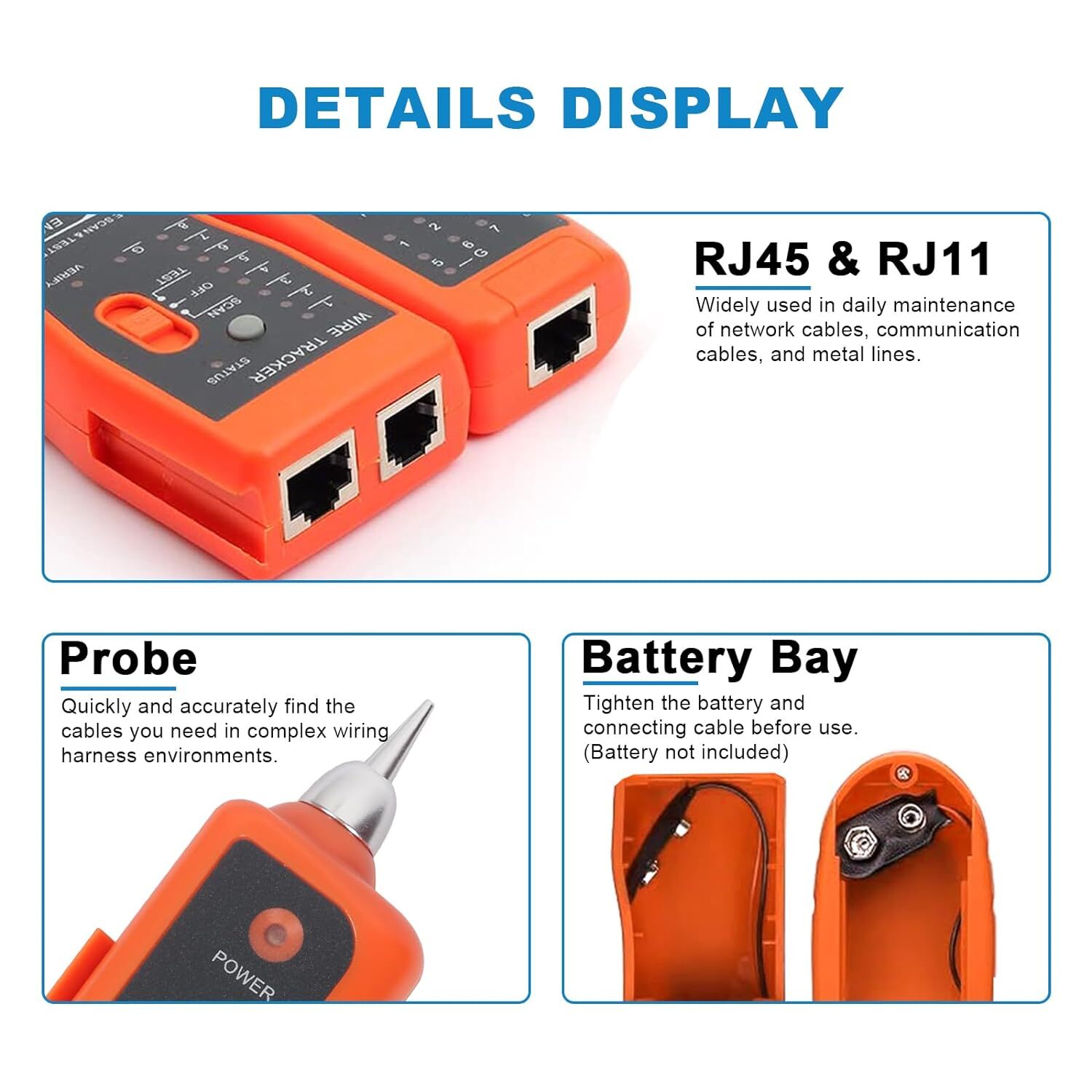 Orange Electric Circuit Testing Device Wire Tracker With Headset Toolkit