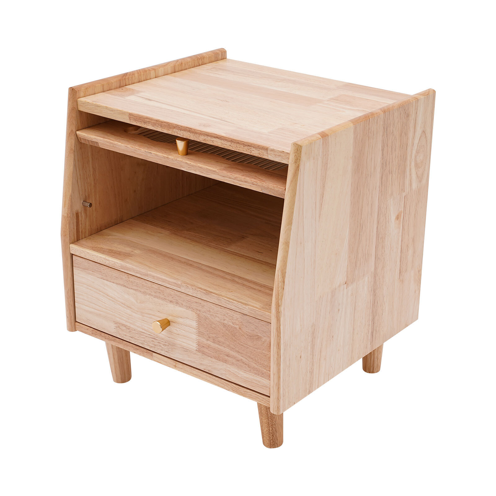 43.5*40*48cm Rubberwood Bedside Cabinet Bedroom Storage Cabinet With 2 Drawers