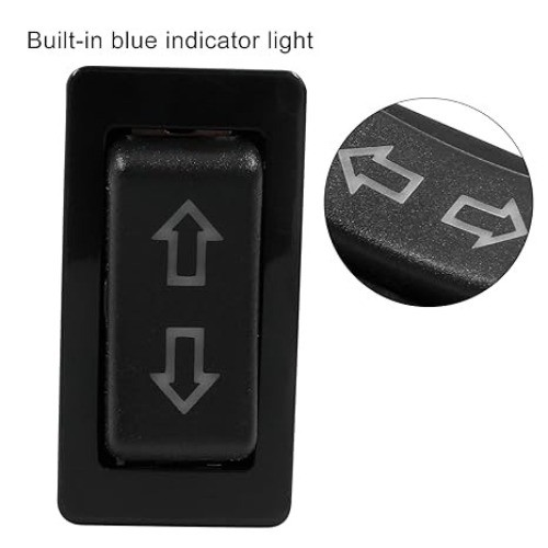 2-Pin Power Window Switch 12V 20A DPDT Momentary Rocker with Blue Indicator Ligh