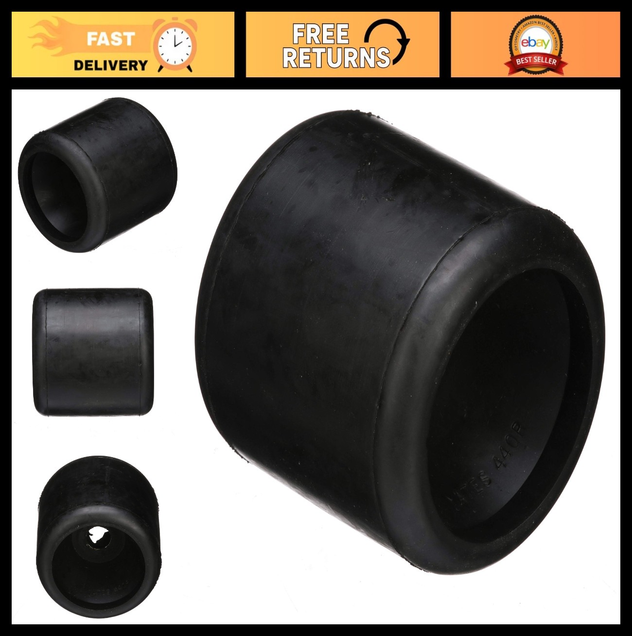 Molded Ribbed Wobble Roller for Boat Trailers - 4-1/4" x 3/4" - Durable Black