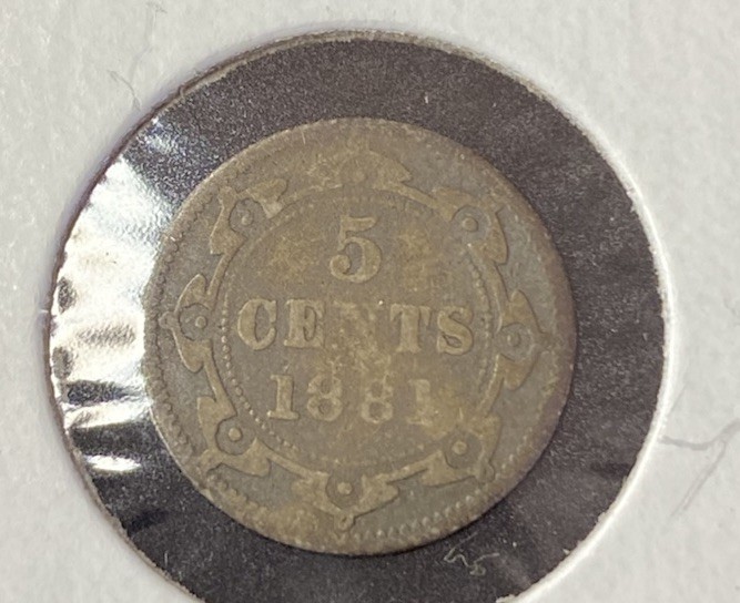 1881 Newfoundland 5 Cents 0.9250 Silver ASW 0.035 Oz Coin Free Shipping