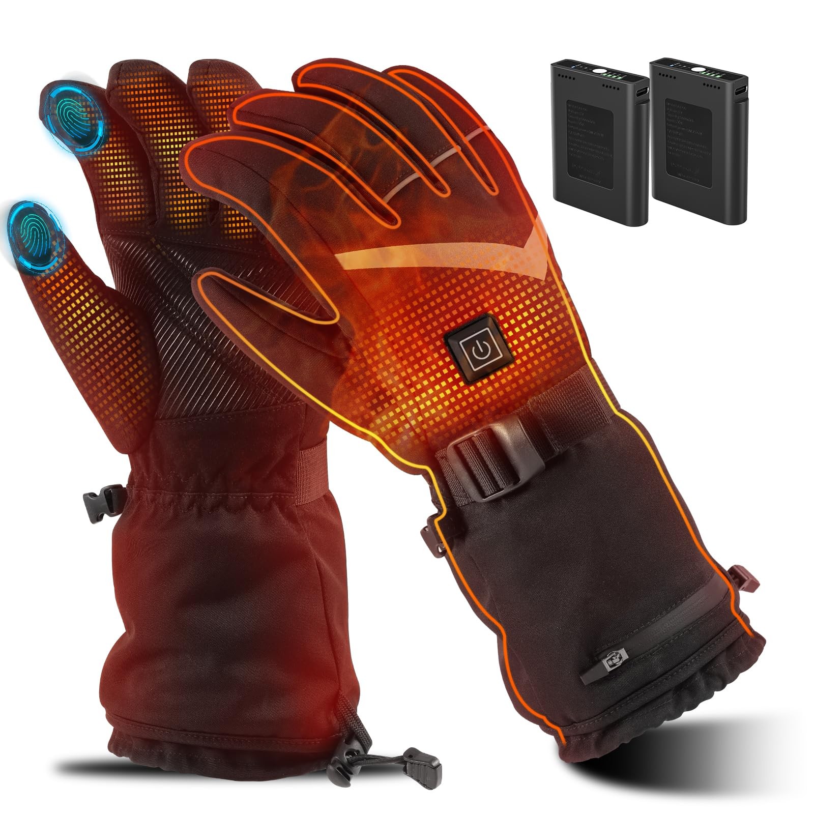 Heating Gloves for Men Women, Rechargeable Electric Heated Glove, Waterproof ...