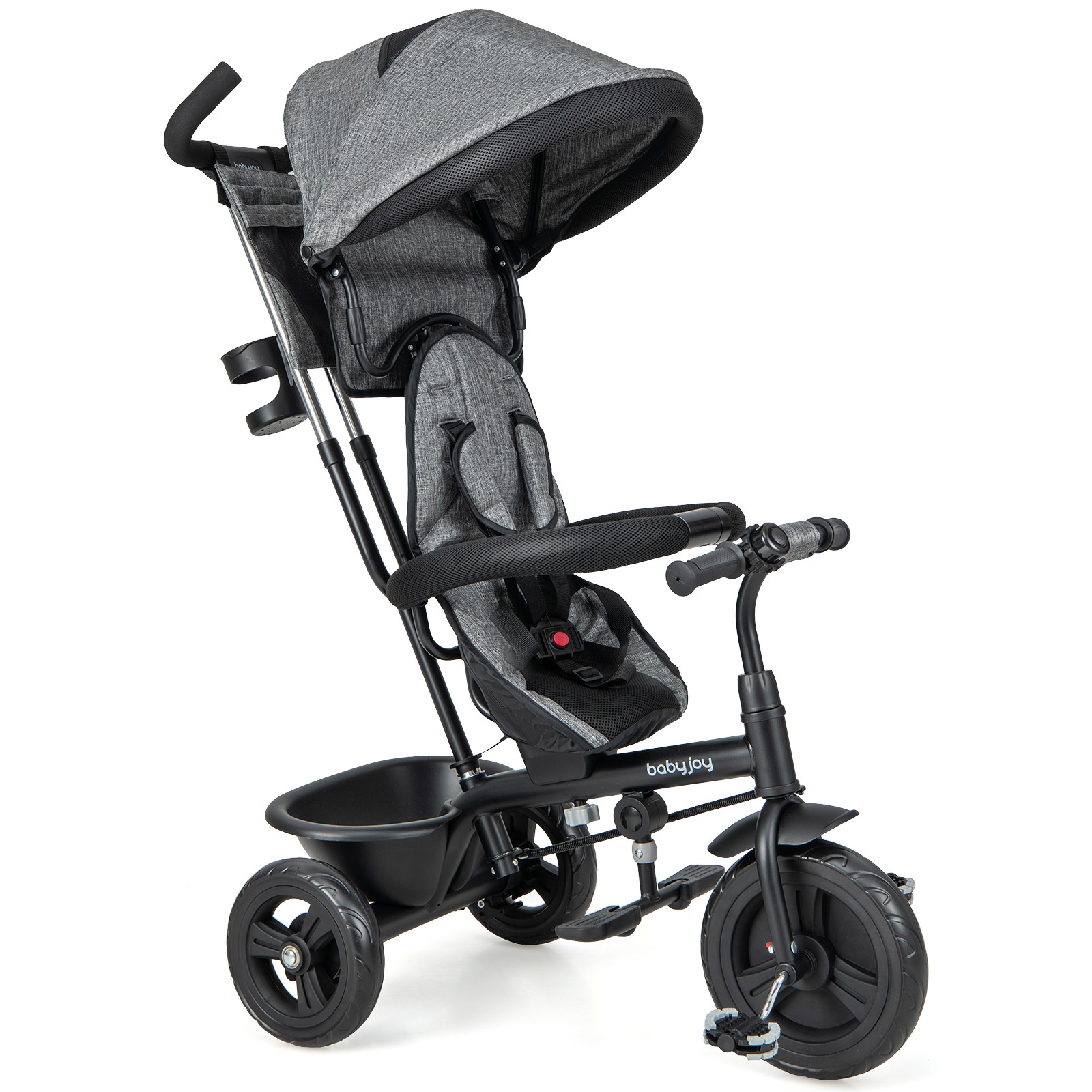 4-in-1 Kids' Tricycle Stroller Toddler Push Bike with Reversible Seat Baby Trike