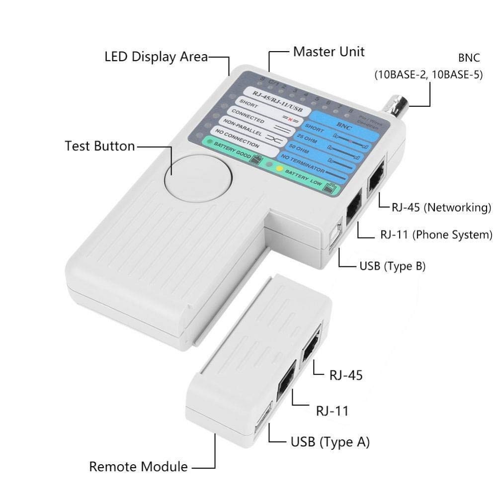 Compact NF-3468 Multi-Cable Tester for RJ45, RJ11, BNC - Remote Functionality