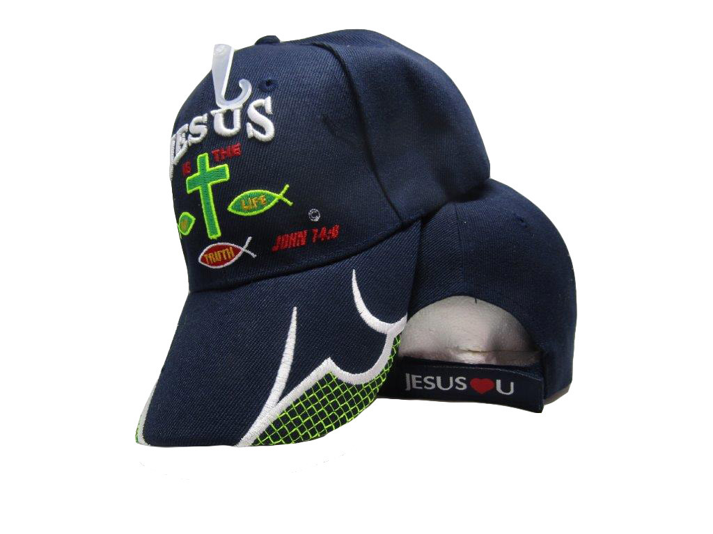 JESUS IS THE WAY TRUTH LIFE JOHN 14:6 BASEBALL CAP HAT ( BLUE )