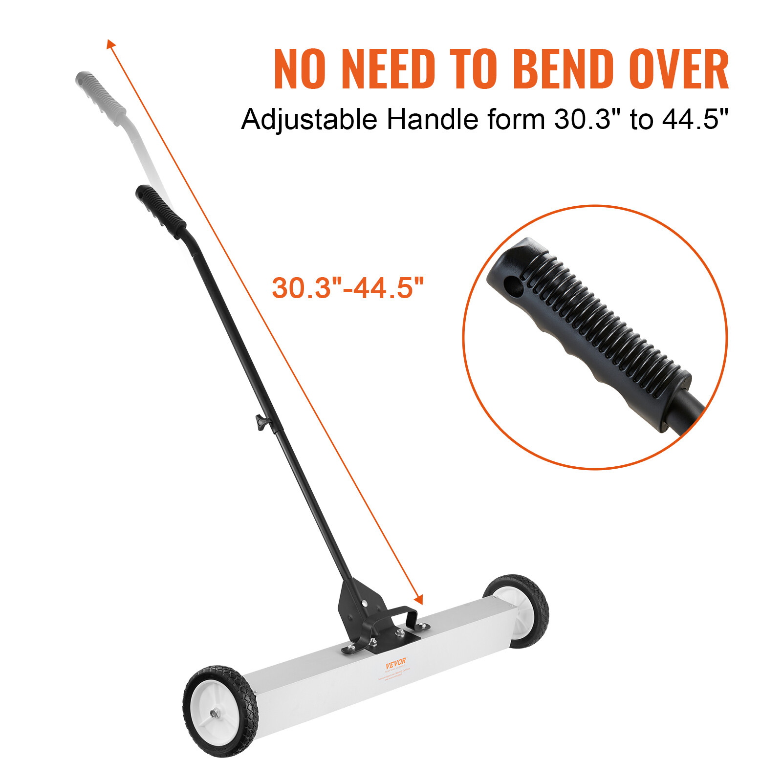 VEVOR 36" Magnetic Sweeper with Wheels 55Lbs Rolling Sweeper Lawn Yard Grass