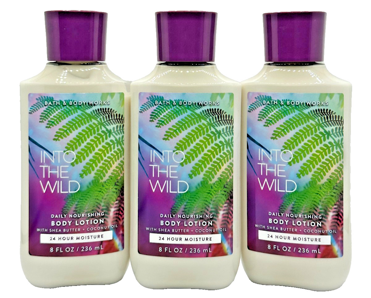 NEW Bath & Body Works Lot of 3 Bottles Into The Wild Daily Body Lotion 8 oz