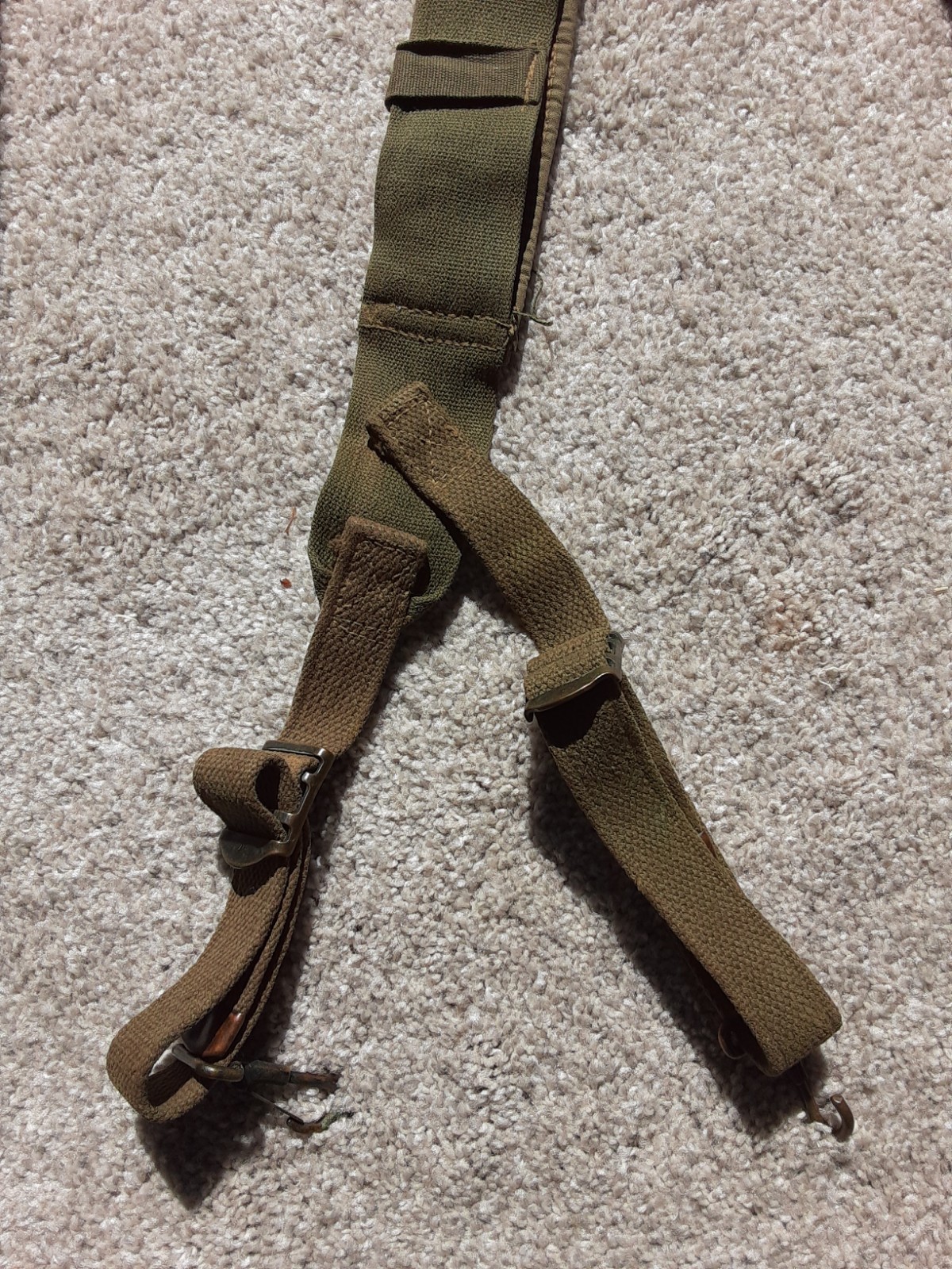 Original Korean / Vietnam War M-1945 Combat Support Straps OD Cotton Duck Web
