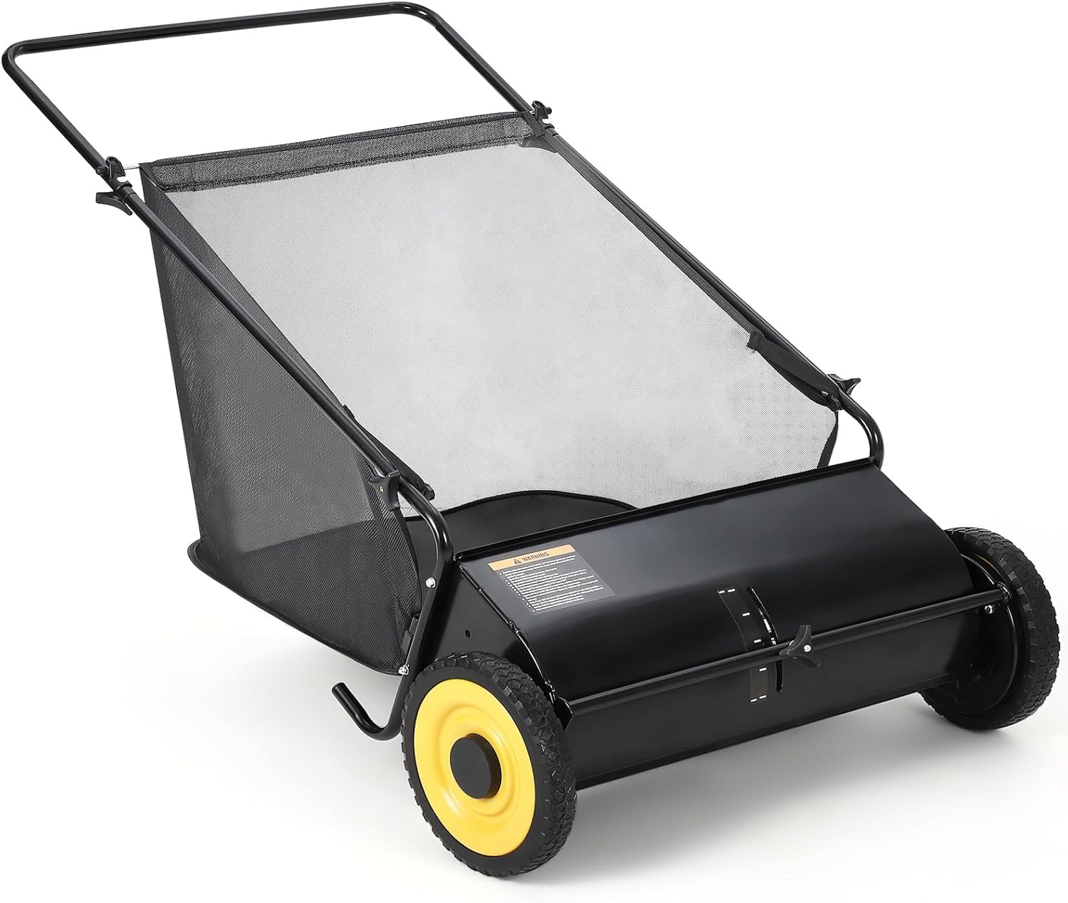 21 Inch Push Lawn Sweeper Leaf Grass Collector with Wheels 3.5 Cu. ft Hopper Bag