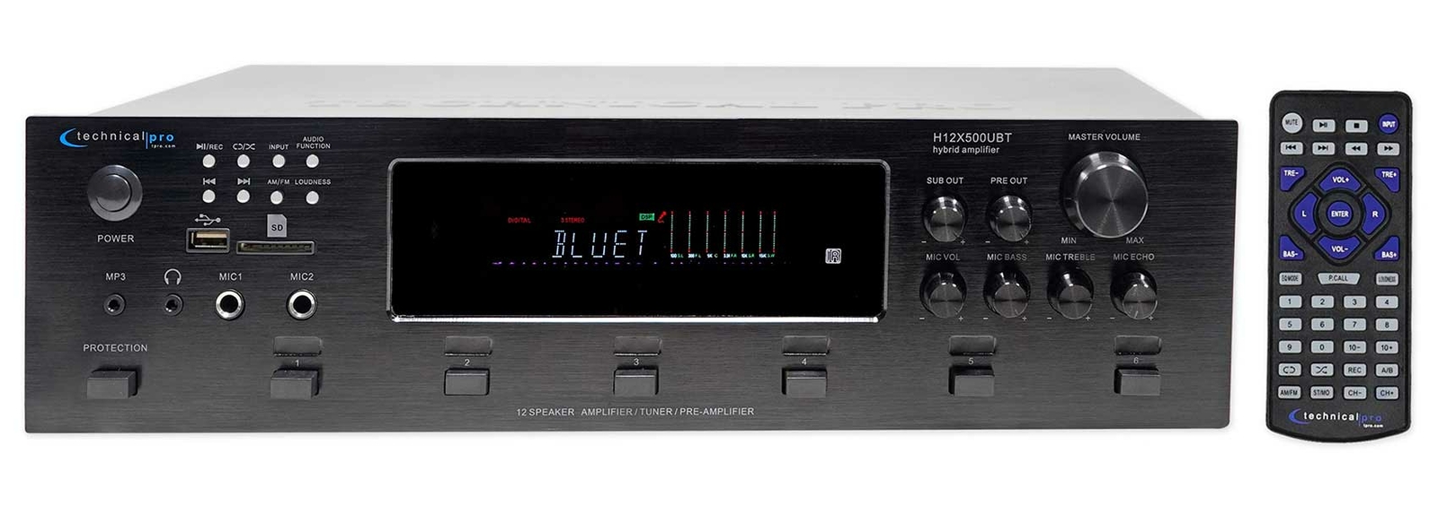 Technical Pro 6000w 6) Zone, Home Theater Bluetooth Receiver+12) 6.5" Speakers