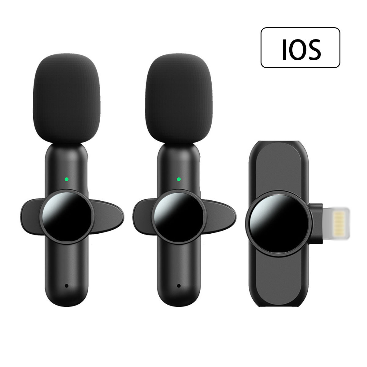 2 Pack Mini Wireless Lavalier Microphone Audio Video Recording for iPhone iOS
