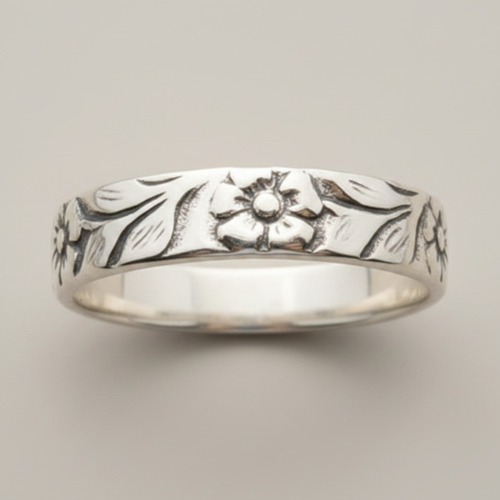 Genuine Sterling Silver Kids Ring Band Flower Solid Hallmarked 925 Handmade