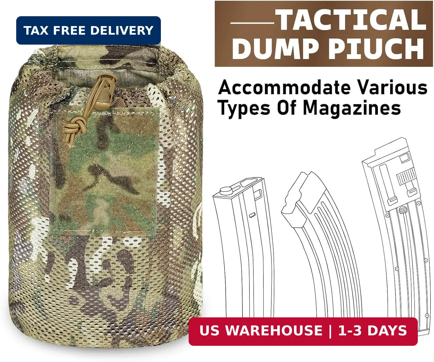Dump Pouch Tactical Molle Mesh Pouches,Lightweight Range Compact Micro Drawstrin
