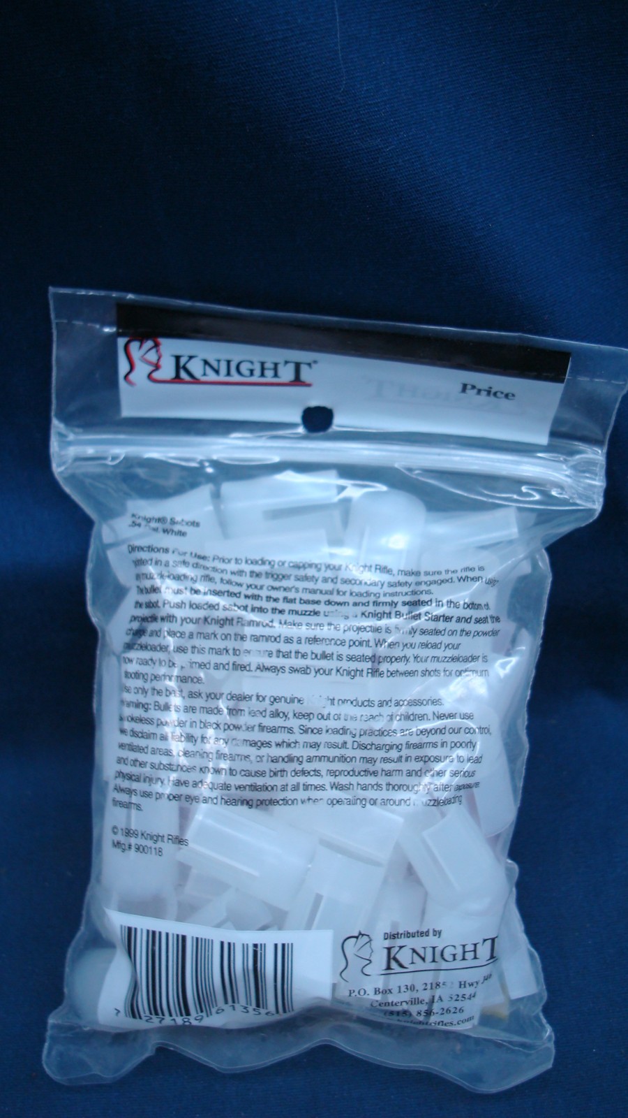 Knight .54 Cal For .44 Cal Sabots Muzzleloader Plastic Holder White 50pcs