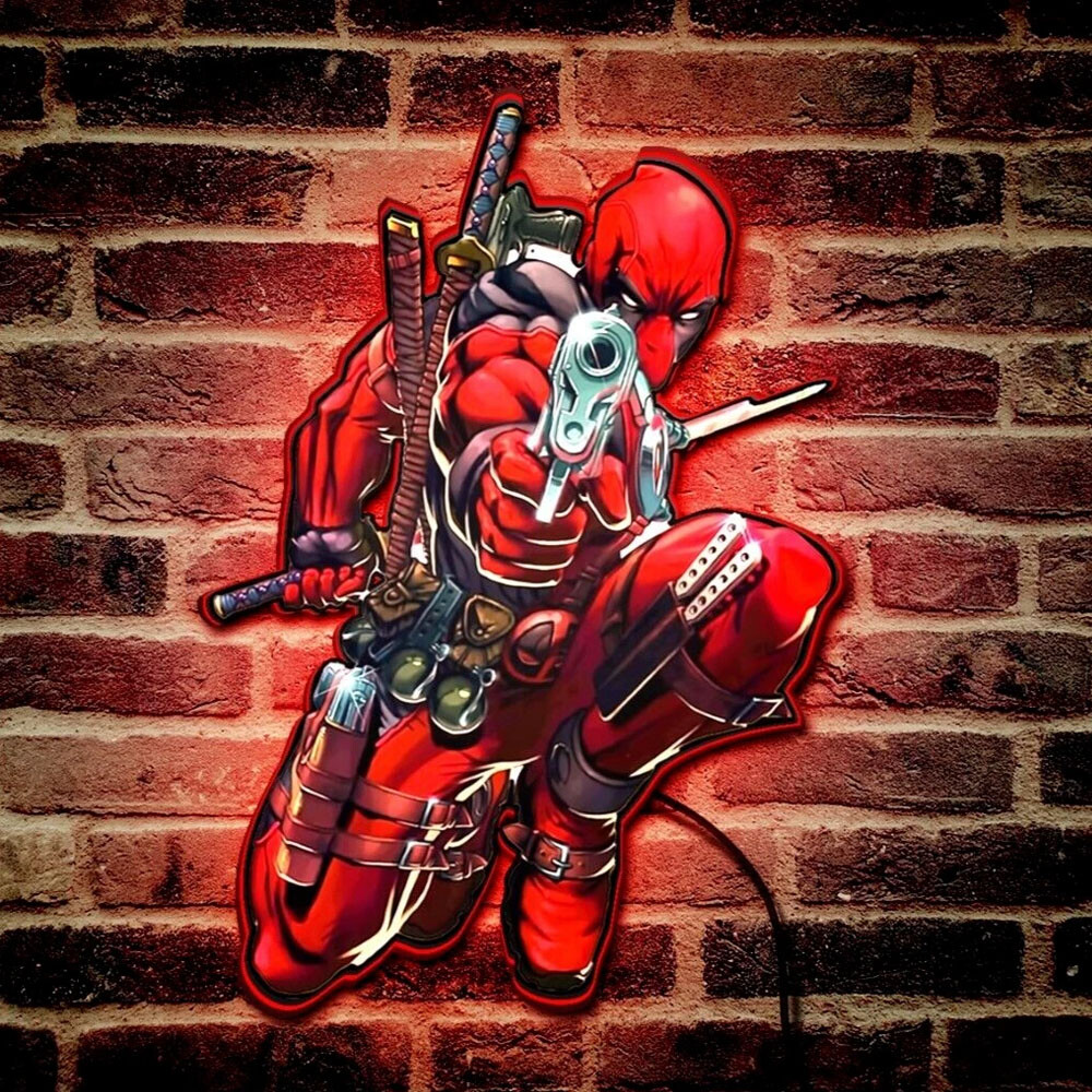 Custom Deadpool LED Lightbox 3D Printed Led Pinball Topper Home Game Decor