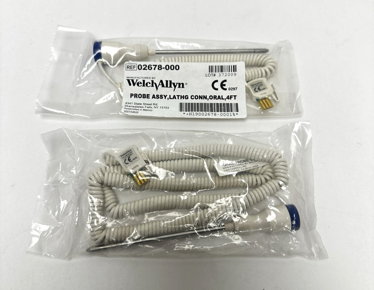 Welch Allyn 02678-000 Probe Assy, LATHG CONN, Oral - 4 ft - New Lot of (2)