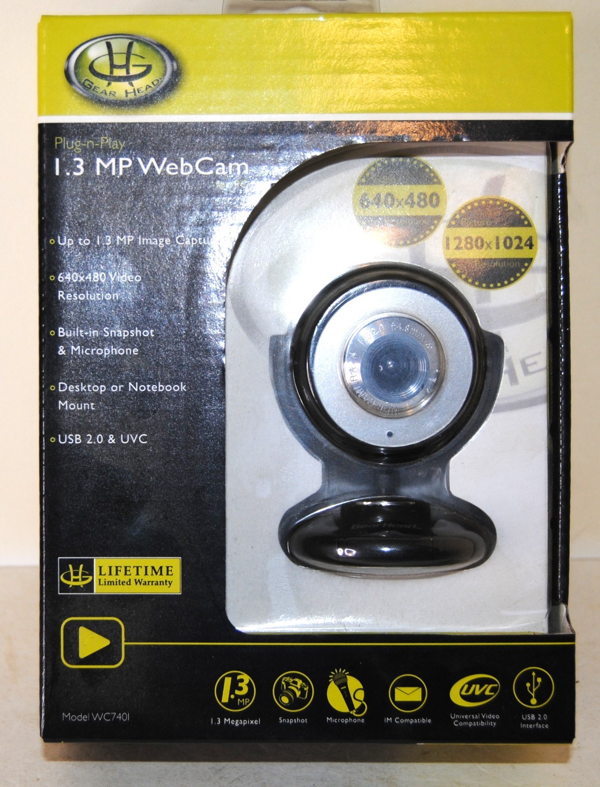 Plug-n-Play 1.3 MP WebCam for PC- USB 2 Connect- New in Box Unopened