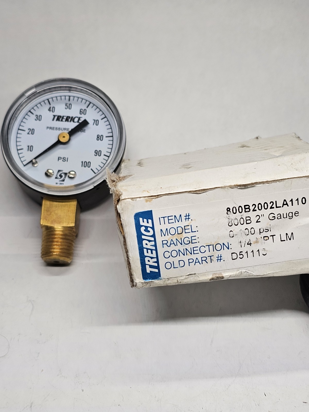 TRERICE 800B2002LA110 / 2" Pressure Gauge / 0-100 PSI / NEW!!!🇺🇸